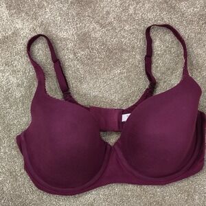 VICTORIAS SECRET BODY BY VICTORIA LINED DEMI BRA BURGANDY WOMENS 36DD UNDERWIRE